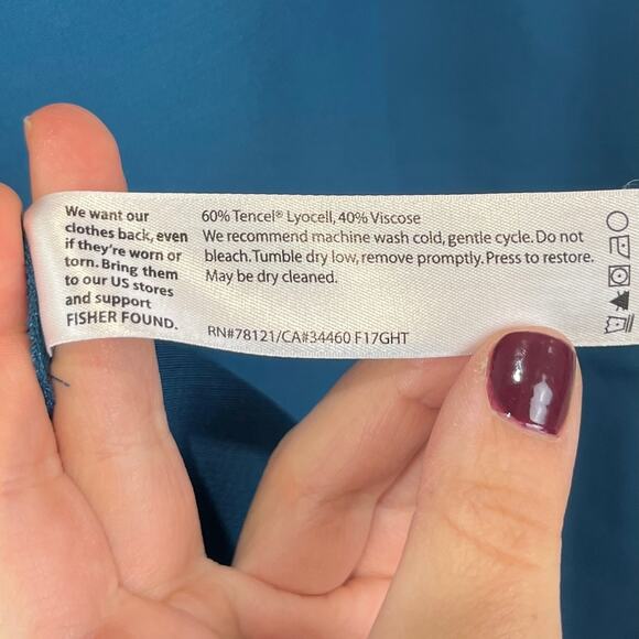 EILEEN FISHER Round Neck Swing Dress Tencel Viscose Crepe Sleeveless Nile Blue L - Picture 8 of 9